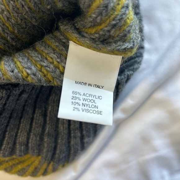 Chiaramente Striped Green and Gray Wool Blend Made in Italy Sweater - Picture 3 of 5